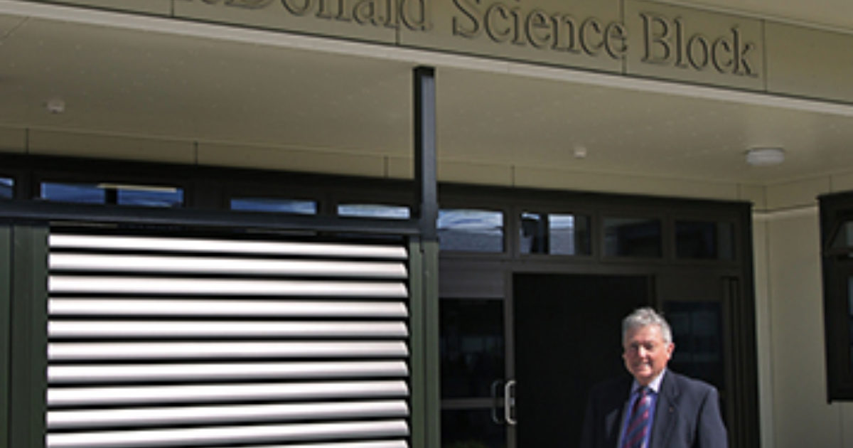 Former Principal Mr Allen McDonald opens new science block - Macleans ...
