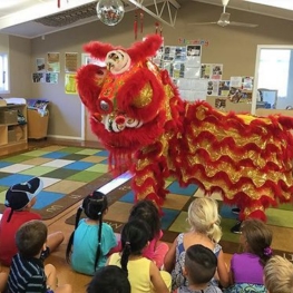 Lion Dance group performing at Howick Kindergarten.