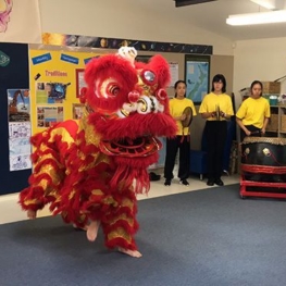 Lion Dance group performing at Farm Cove Kindergarten.