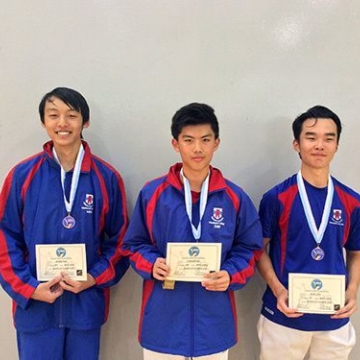 Men's U17 Sabre Podium featuring left to right Rayman Tang, Donovan Wu and Kevin Hou.