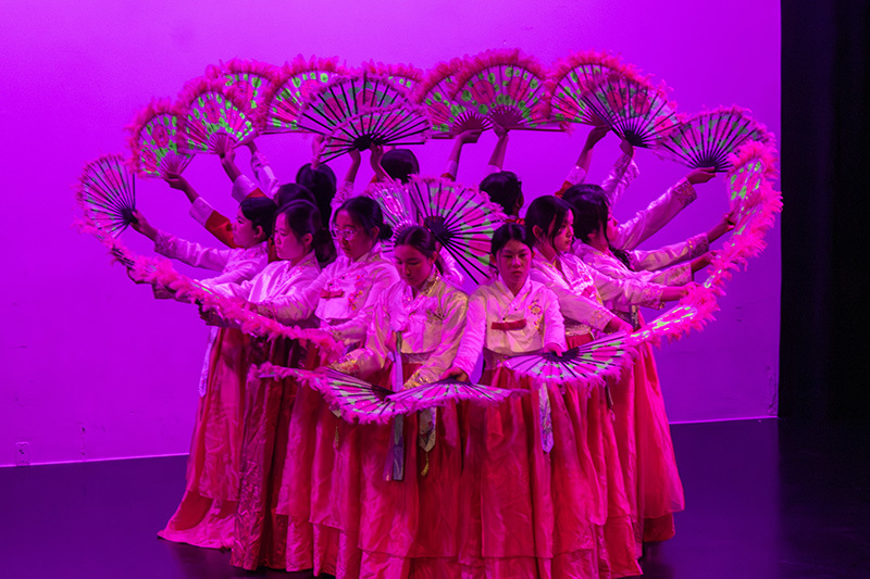 Macleans College Chinese Fan Dance group performing at the annual Night of Intercultural event