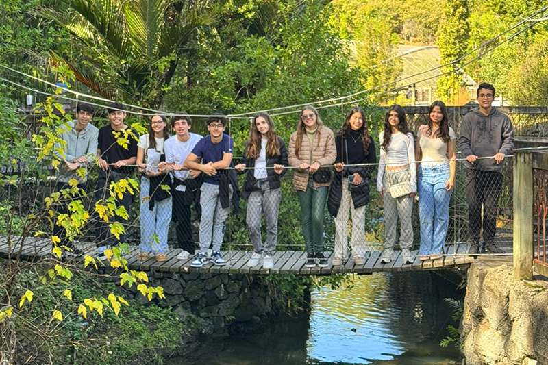 Macleans College international students exploring the New Zealand section of Auckland Zoo