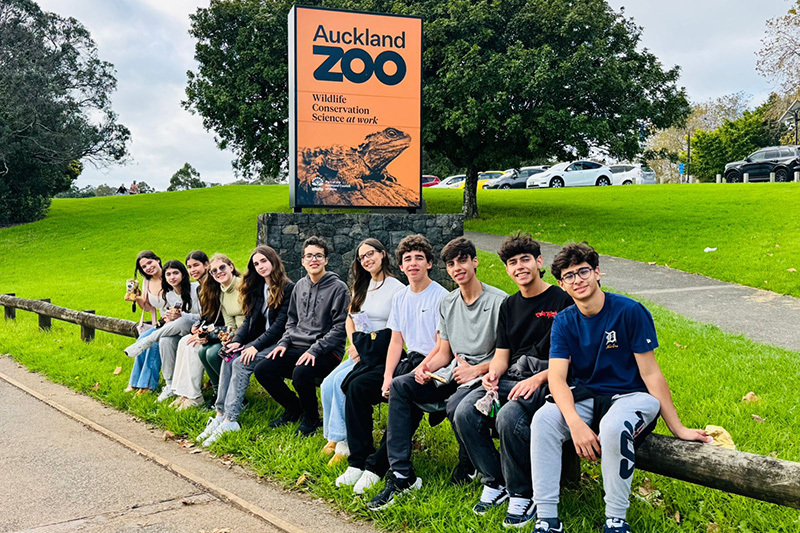 Macleans College international students visiting Auckland Zoo