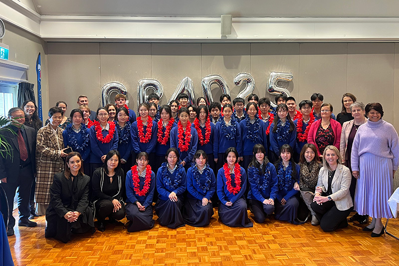 Macleans College international students celebrating their graduation