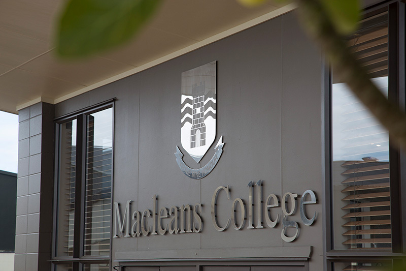 Macleans College signage at the school entrance